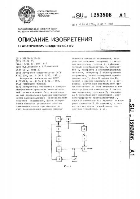 Генератор функций (патент 1283806)