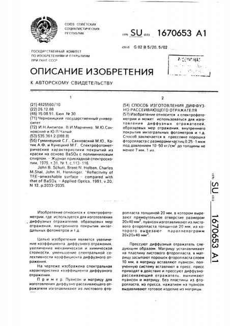 Способ изготовления диффузно-рассеивающего отражателя (патент 1670653)