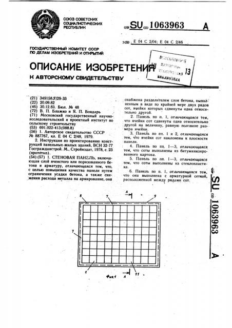 Стеновая панель (патент 1063963)