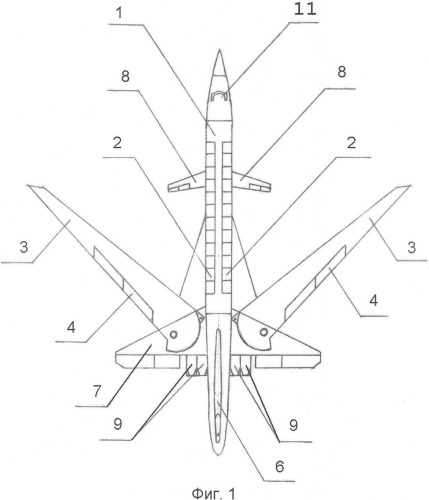 Пассажирский сверхзвуковой самолет с обратной стреловидностью крыла и с аварийно-спасательными модулями (патент 2349506)