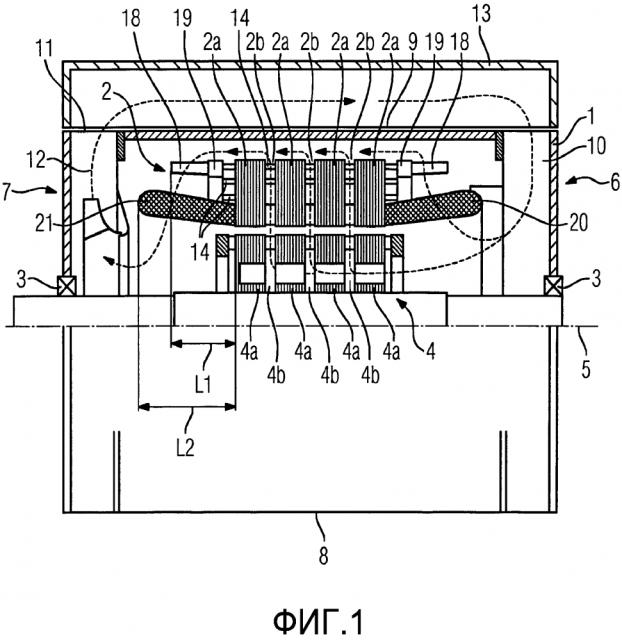Электрическая машина с комбинированным воздушно-водяным охлаждением (патент 2638562)