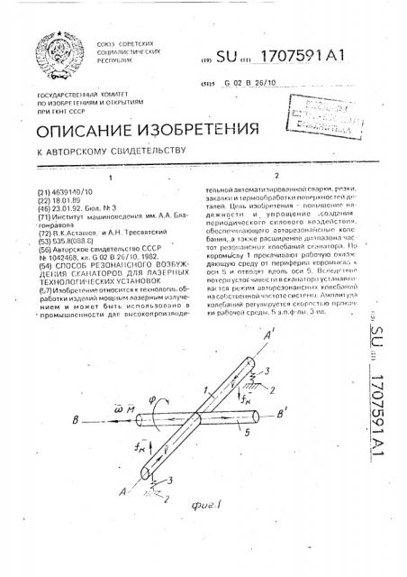 Способ резонансного возбуждения сканаторов для лазерных технологических установок (патент 1707591)