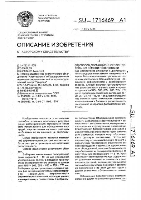 Способ дистанционного зондирования земной поверхности (патент 1716469)