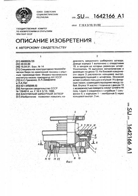 Вакуумный шиберный затвор (патент 1642166)