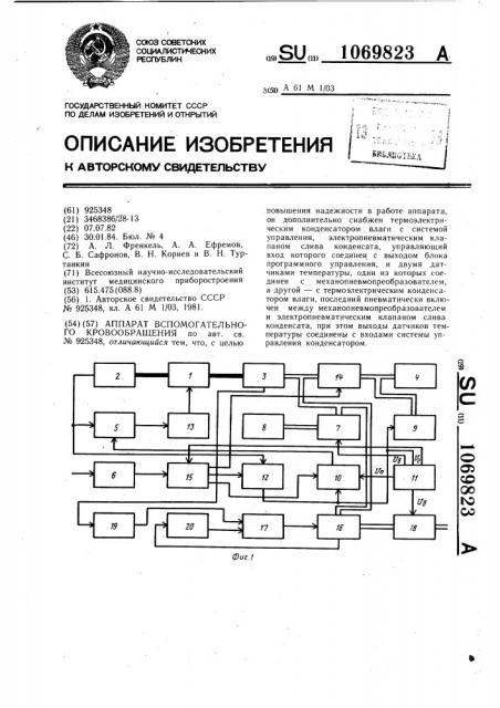 Аппарат вспомогательного кровообращения (патент 1069823)