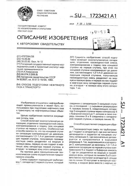 Способ подготовки нефтяного газа к транспорту (патент 1723421)