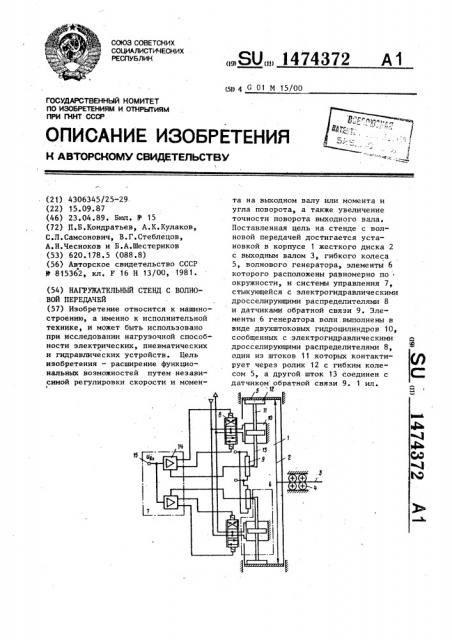Нагружательный стенд с волновой передачей (патент 1474372)