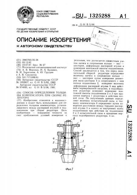 Способ определения толщины компенсатора при сборке редуктора (патент 1325288)