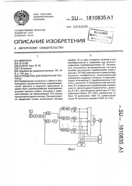 Устройство для измерения частоты (патент 1810835)