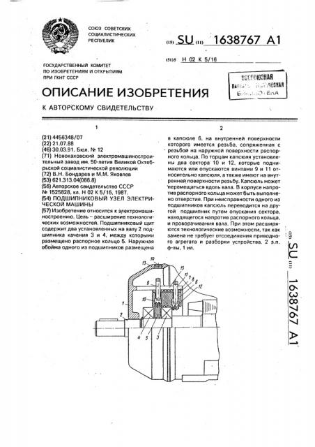 Подшипниковый узел электрической машины (патент 1638767)