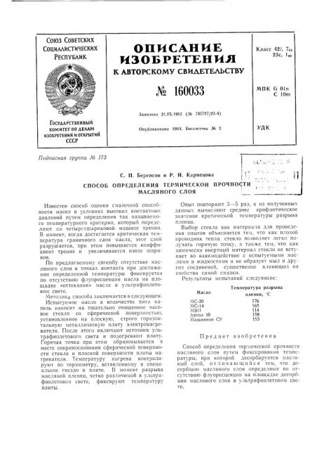 Патент ссср  160033 (патент 160033)