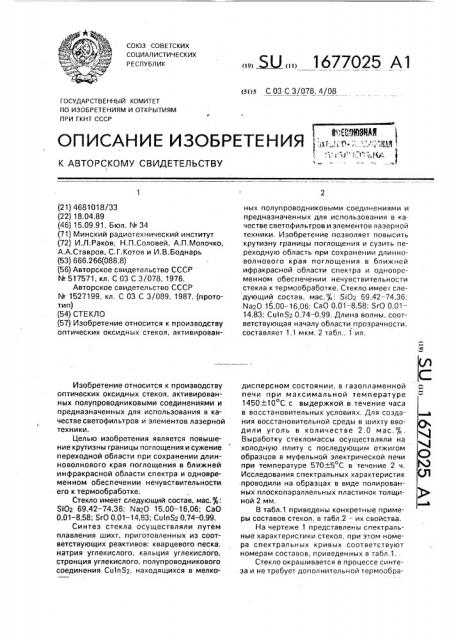 Стекло (патент 1677025)