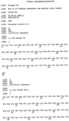 Новые il-17-связывающие соединения и их медицинское применение (патент 2550272)
