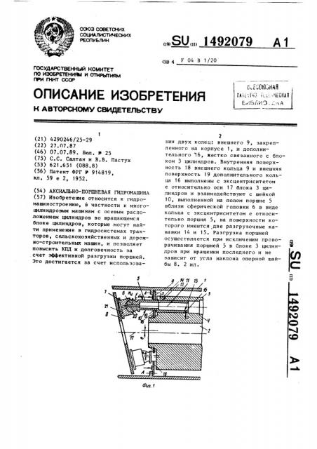 Аксиально-поршневая гидромашина (патент 1492079)