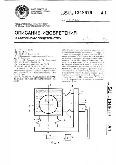 Способ определения неуравновешенности поплавковых узлов (патент 1348679)