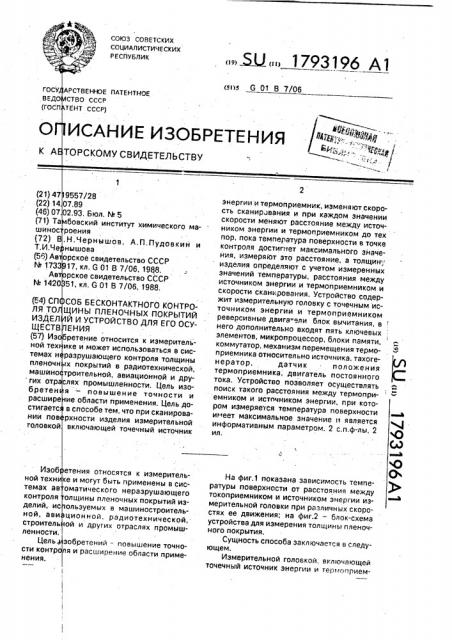Способ бесконтактного контроля толщины пленочных покрытий изделий и устройство для его осуществления (патент 1793196)