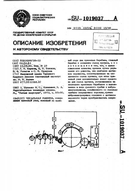 Чесальная машина (патент 1019037)