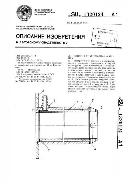 Сопло к упаковочным машинам (патент 1320124)