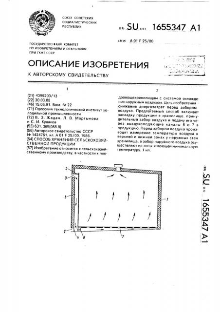 Способ хранения сельскохозяйственной продукции (патент 1655347)