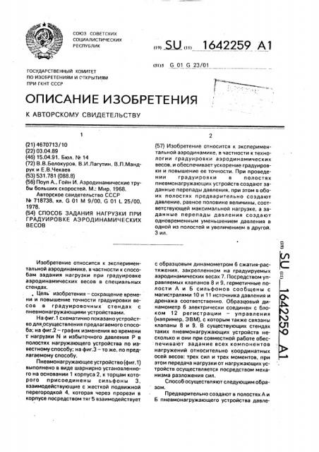 Способ задания нагрузки при градуировке аэродинамических весов (патент 1642259)