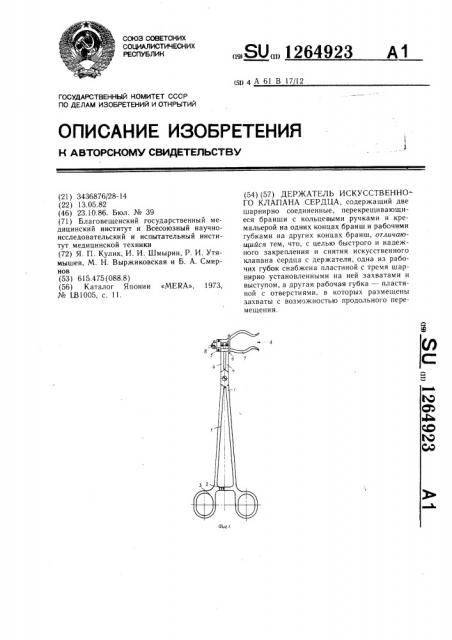 Держатель искусственного клапана сердца (патент 1264923)