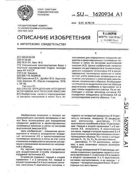 Способ определения координат источников акустической эмиссии (патент 1620934)