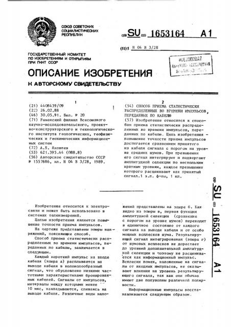 Способ приема статистически распределенных во времени импульсов, переданных по кабелю (патент 1653164)