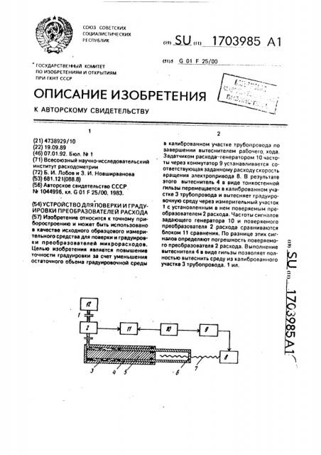 Устройство для поверки и градуировки преобразователей расхода (патент 1703985)