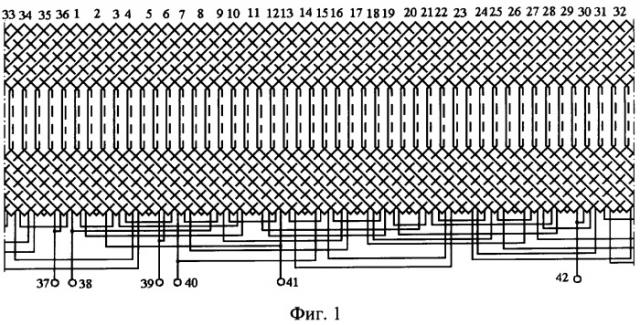 Двухслойная статорная обмотка четырехполюсной асинхронной машины (патент 2310967)