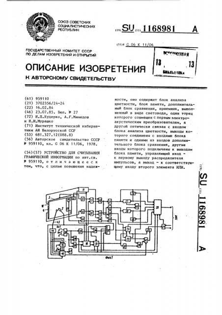 Устройство для считывания графической информации (патент 1168981)