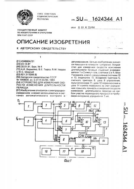 Устройство для измерения скорости изменения длительности периода (патент 1624344)