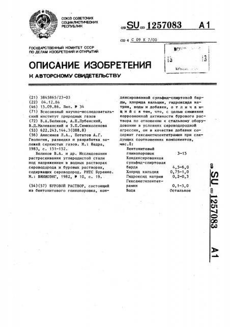 Буровой раствор (патент 1257083)