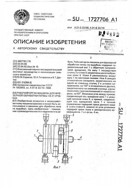 Рабочий орган машины для фрезерной обработки почвы на вырубках (патент 1727706)