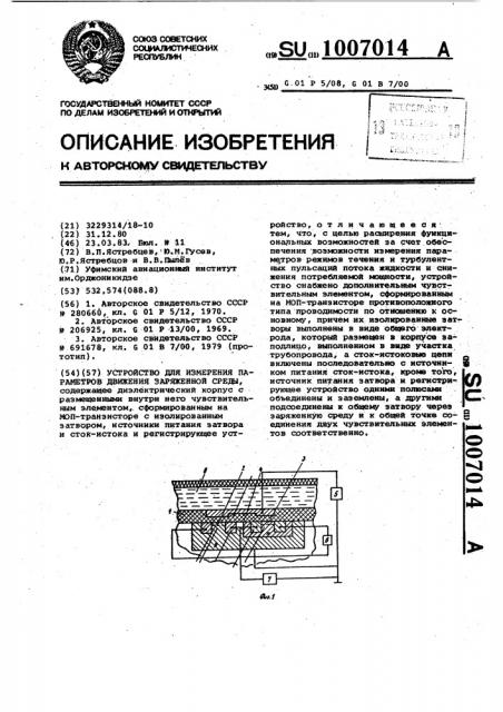 Устройство для измерения параметров движения заряженной среды (патент 1007014)