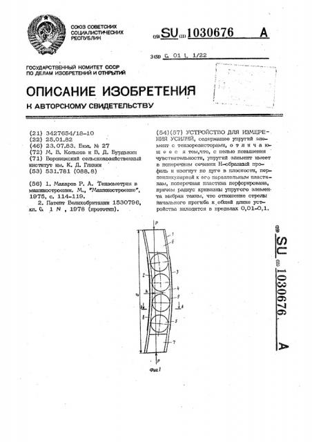 Устройство для измерения усилий (патент 1030676)