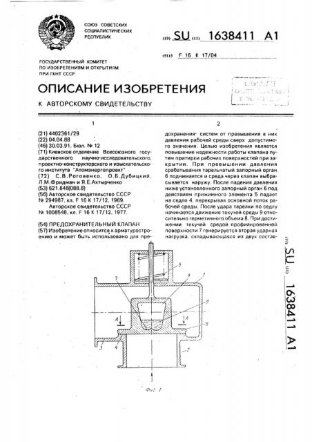 Предохранительный клапан (патент 1638411)