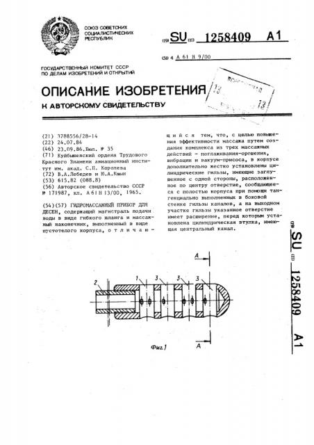 Гидромассажный прибор для десен (патент 1258409)