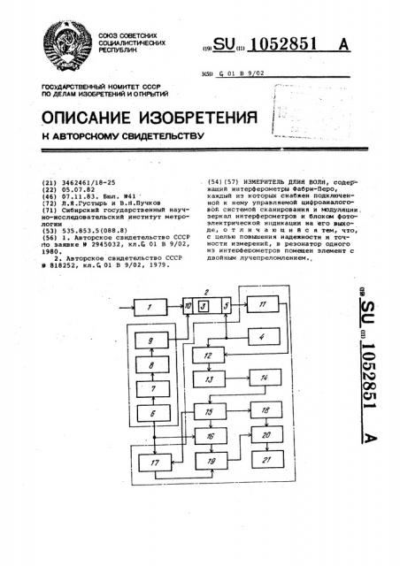 Измеритель длин волн (патент 1052851)