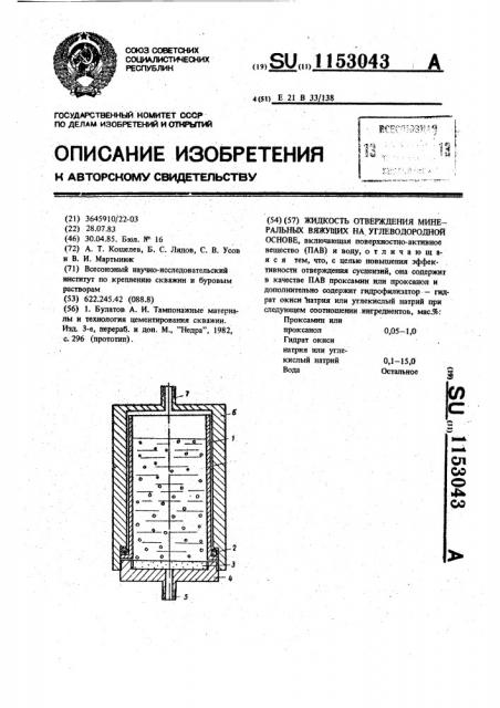 Жидкость отверждения минеральных вяжущих на углеводородной основе (патент 1153043)