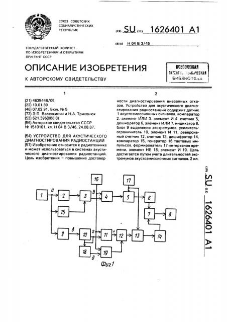 Устройство для акустического диагностирования радиостанций (патент 1626401)