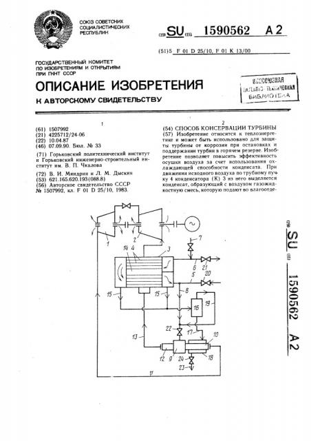 Способ консервации турбины (патент 1590562)