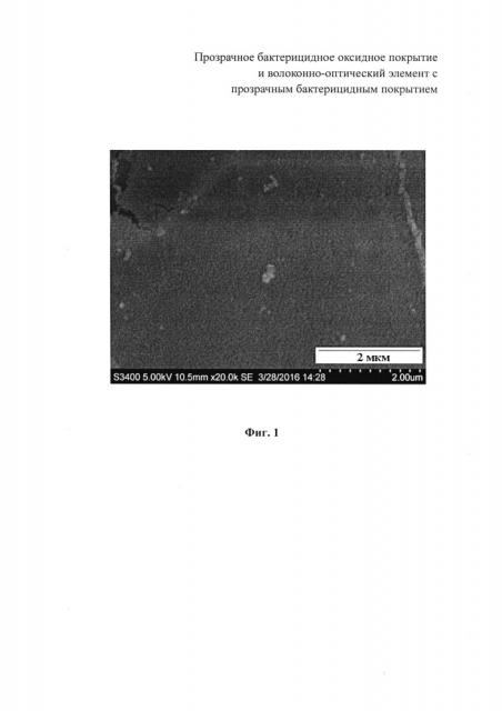 Прозрачное бактерицидное оксидное покрытие и волоконно-оптический элемент с прозрачным бактерицидным покрытием (патент 2661124)