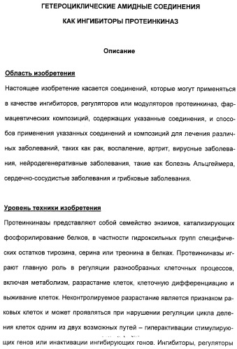 Гетероциклические амидные соединения как ингибиторы протеинкиназ (патент 2474580)