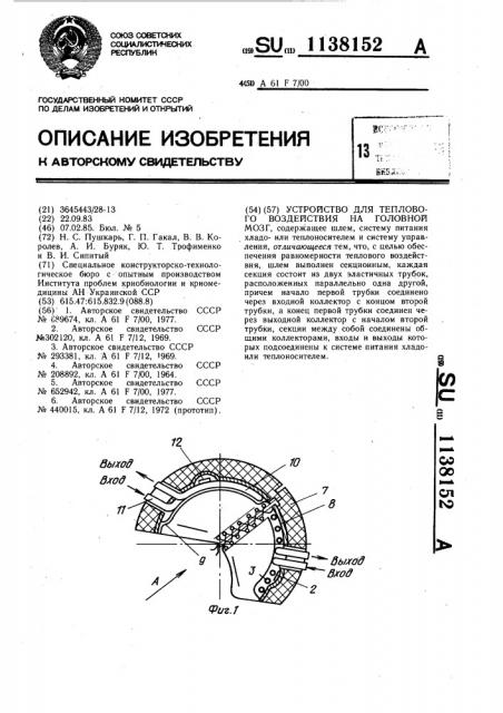 Устройство для теплового воздействия на головной мозг (патент 1138152)
