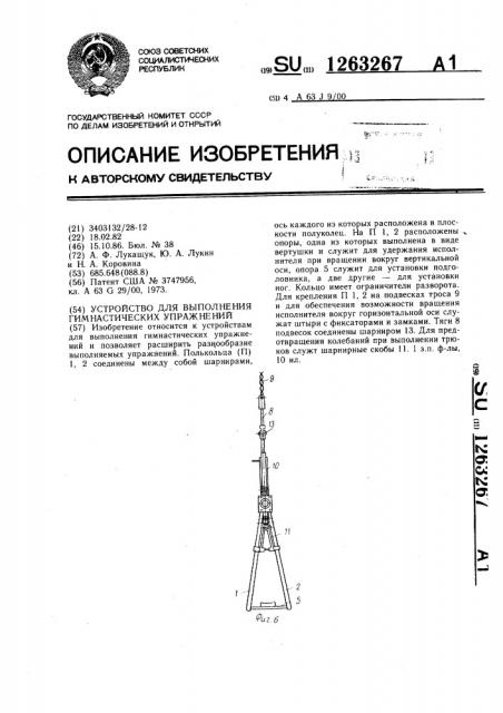 Устройство для выполнения гимнастических упражнений (патент 1263267)