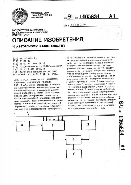 Способ обнаружения дефектов изоляции движущегося провода (патент 1465834)