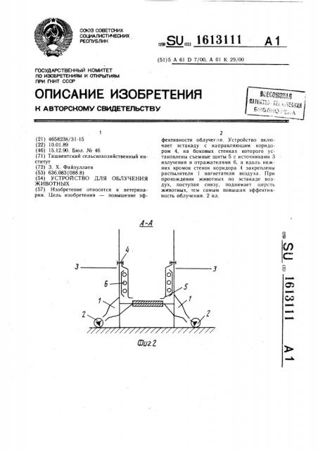 Устройство для облучения животных (патент 1613111)