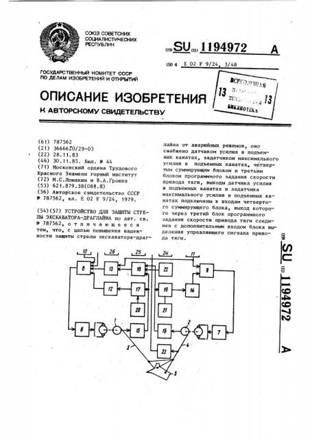 Устройство для защиты стрелы экскаватора-драглайна (патент 1194972)