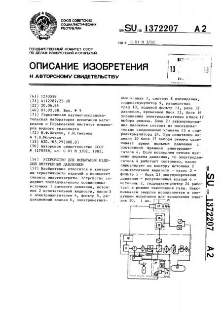 Устройство для испытания изделий внутренним давлением (патент 1372207)