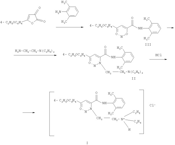 Гидрохлорид n-(2,6-диметилфенил)амида 2-( -n,n-диэтиламиноэтиламино)-4-оксо-4-(4-этоксифенил)-2-бутеновой кислоты, проявляющий местно-анестезирующую активность (патент 2412159)